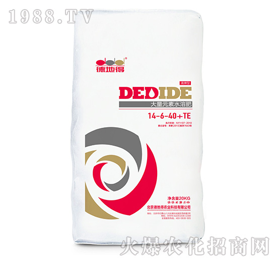 大量元素水溶肥料14-6-40+TE-德地得