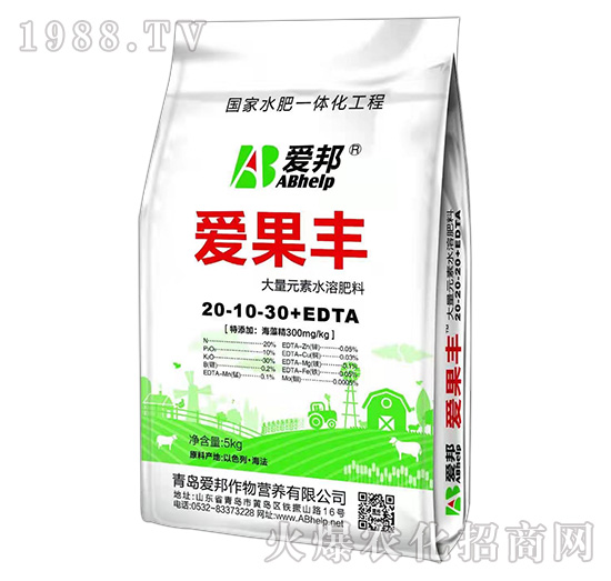 大量元素水溶肥料20-10-30+EDTA-愛果豐-愛邦