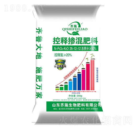 25kg控釋摻混肥料26-12-12-齊施