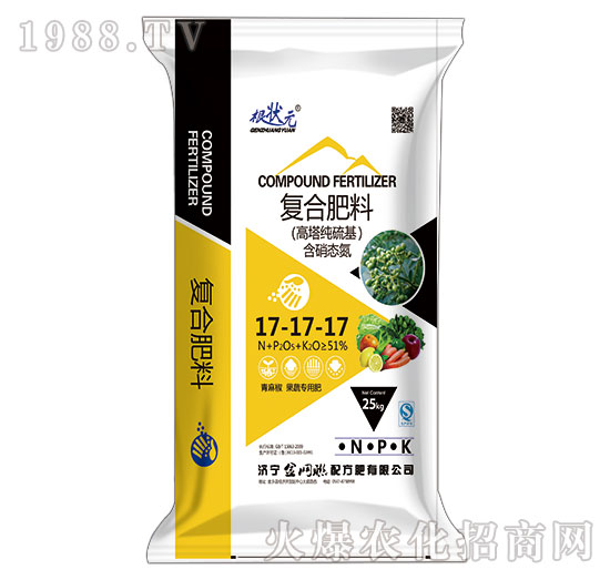 青麻椒果蔬專用復(fù)合肥料17-17-17-根狀元-金網(wǎng)聯(lián)
