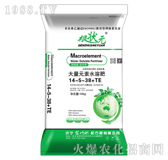 大量元素水溶肥14-5-38+TE-根狀元-金網聯