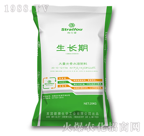 生長(zhǎng)期大量元素水溶肥料30-10-12+TE-施它富-中禾動(dòng)力