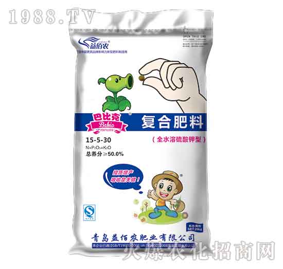 全水溶硫酸鉀型復合肥料15-5-30-巴比克-益佰農(nóng)