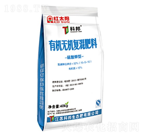 40kg有機(jī)無機(jī)復(fù)混肥料15-5-10-紅太陽(yáng)-科邦