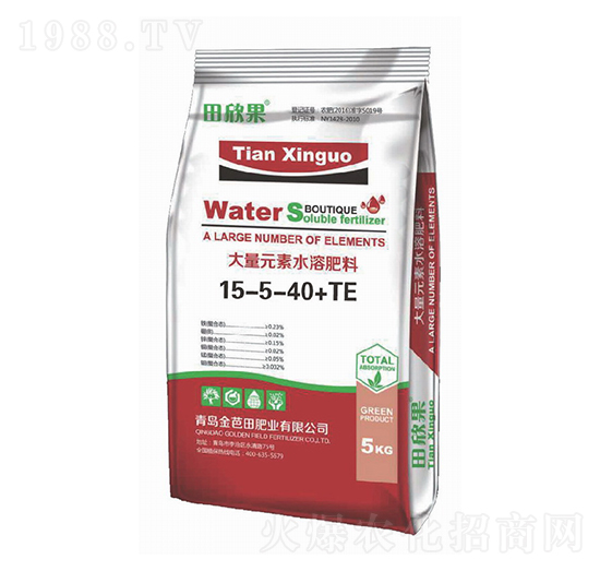 大量元素水溶肥料15-5-40+TE-田欣果-金芭田