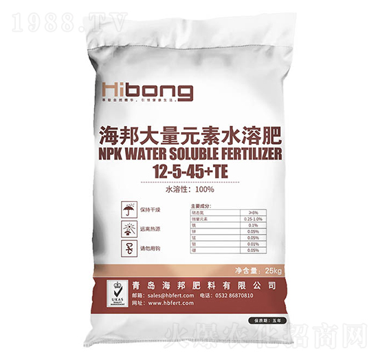 大量元素水溶肥12-5-45+TE-海邦肥料