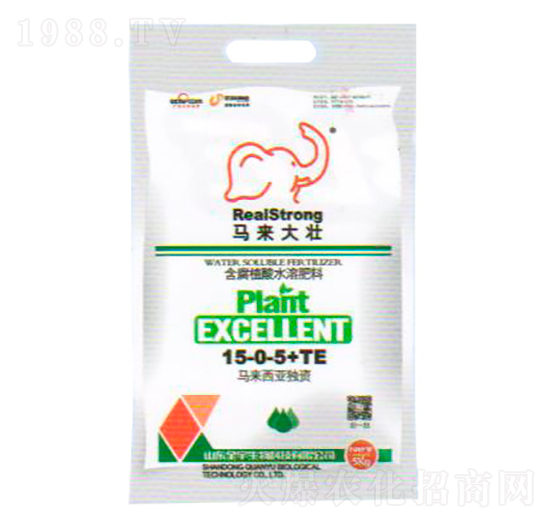含腐植酸水溶肥料15-0-5+TE-馬來大壯-全宇生物