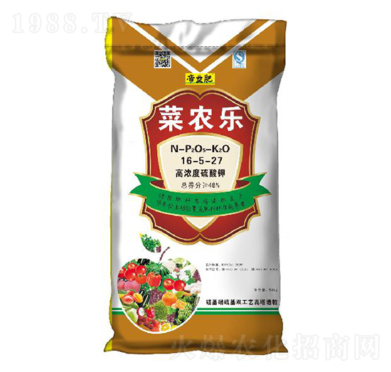 蔬菜專用高濃度硫酸鉀復(fù)混肥料16-5-27-菜農(nóng)樂-帝益肥