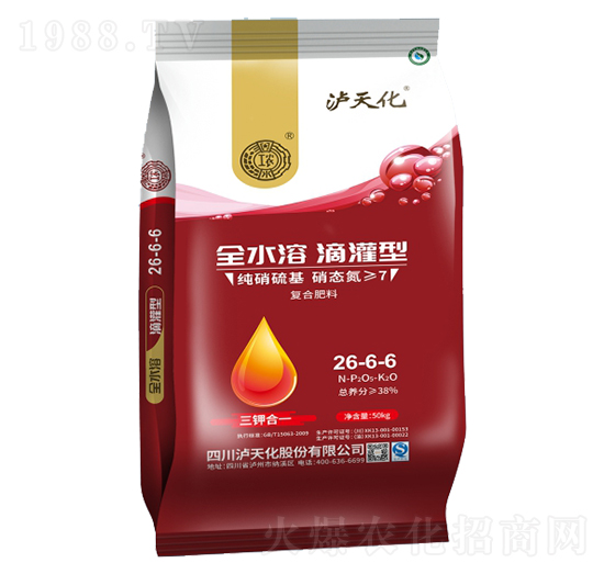 全水溶滴灌型復(fù)合肥料26-6-6-瀘天化