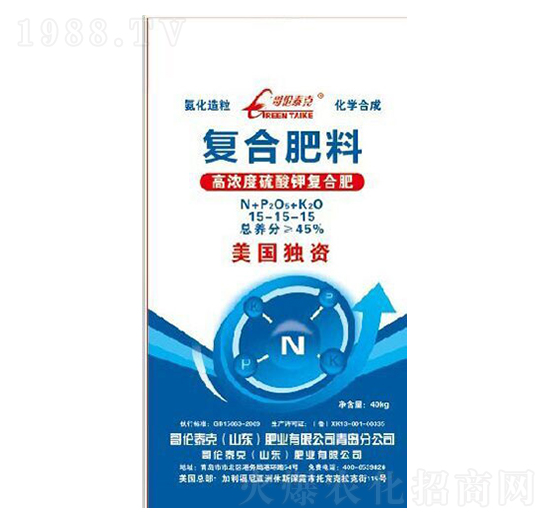 高濃度硫酸鉀復(fù)合肥料15-15-15-哥倫泰克