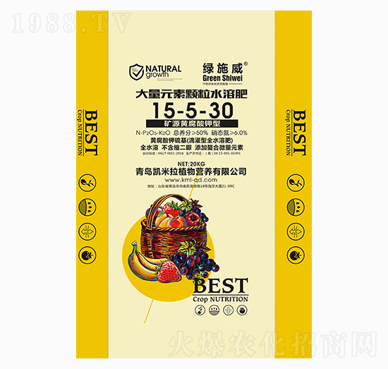 大量元素顆粒水溶肥15-5-30-綠施威-凱米拉