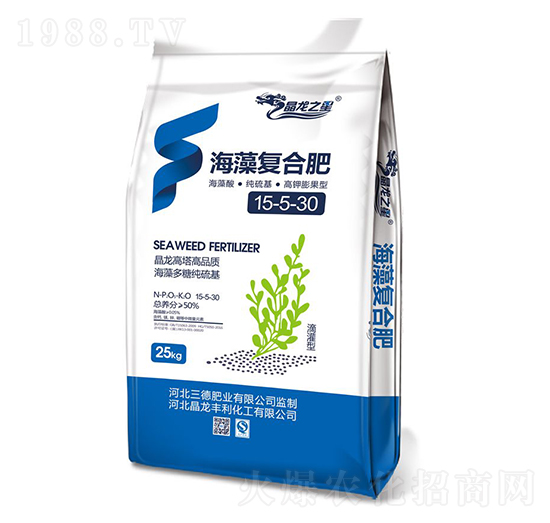 海藻酸·純硫基·高鉀膨果型海藻復合肥料15-5-30-晶龍之星-中仁集團