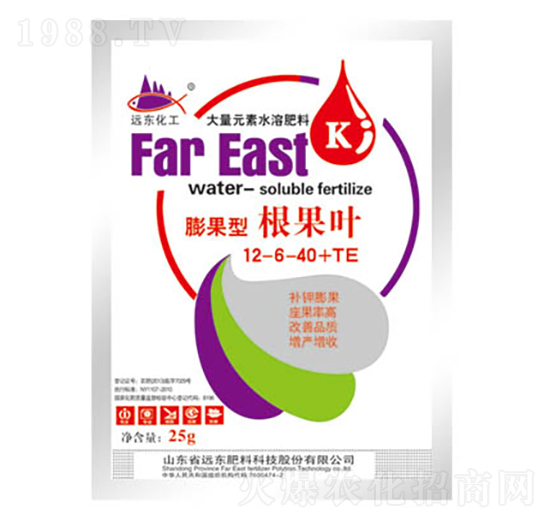 膨果型大量元素水溶肥12-6-40+TE-根果葉-遠(yuǎn)東肥料