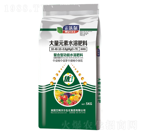 高磷型螯合功能大量元素水溶肥料10-40-10+0.8MgO+TE-艾姆沃爾