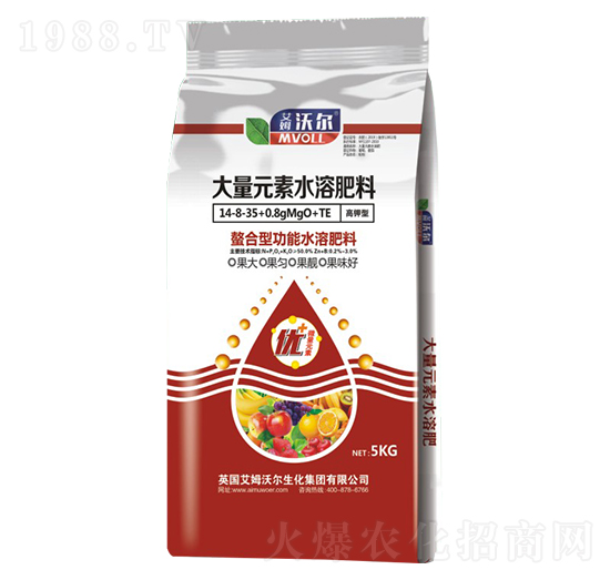 高鉀型螯合功能大量元素水溶肥料14-8-35+0.8MgO+TE-艾姆沃爾