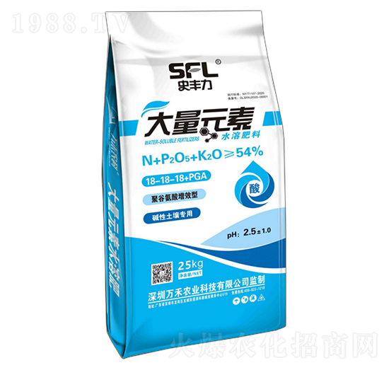 聚谷氨酸增效型大量元素水溶肥料18-18-18+PGA-史豐力-萬禾農(nóng)科