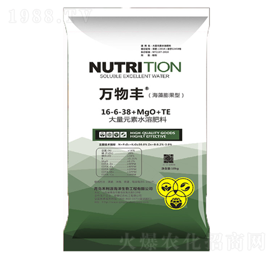 海藻膨果型大量元素水溶肥料16-6-38+MgO+TE-萬物豐-方護(hù)