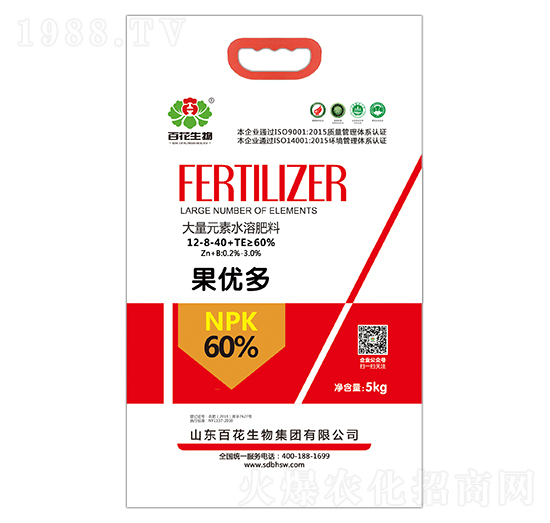 大量元素水溶肥料12-8-40+TE-果優(yōu)多-百花生物