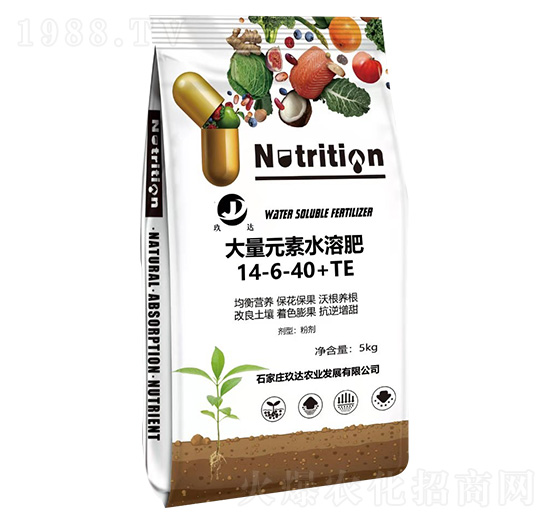 大量元素水溶肥料14-6-40+TE 玖達