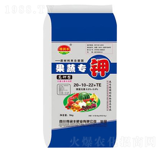 高鉀型大量元素水溶肥20-10-22+TE 果蔬專鉀 得潤豐