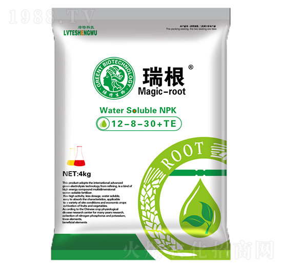 大量元素水溶肥12-8-30+TE 瑞根 綠特生物