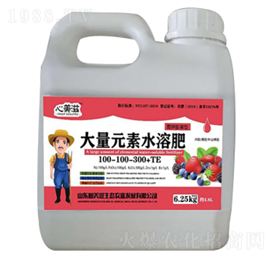 大量元素水溶肥100-100-300+TE-心美滋