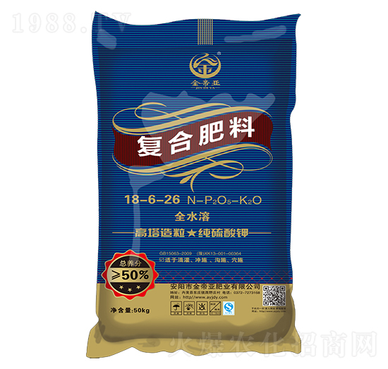 高塔純硫酸鉀復合肥料18-6-26-金帝亞