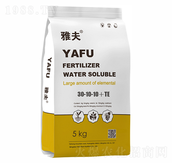大量元素水溶肥高氮型30-10-10+TE-雅夫