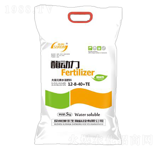 5kg大量元素水溶肥料12-8-40+TE-酶動力-坤華生物