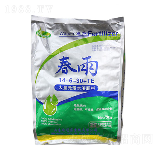 大量元素水溶肥料14-6-30+TE-春雨-地冠富