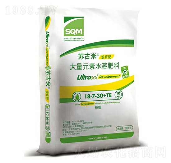 發(fā)育期專(zhuān)用大量元素水溶肥料18-7-30+TE-蘇古米-沐春農(nóng)資