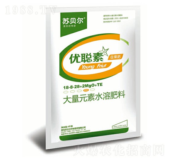 促果專(zhuān)用大量元素水溶肥料18-8-28+2MgO+TE-優(yōu)聰素-沐春農(nóng)資
