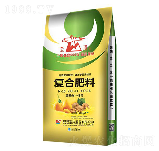 芒果核桃高濃度硫酸鉀復(fù)合肥料15-14-16-云頂-宏達股份