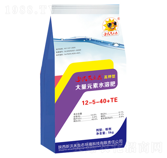 生態(tài)高鉀型大量元素水溶肥12-5-40+TE-新沃禾