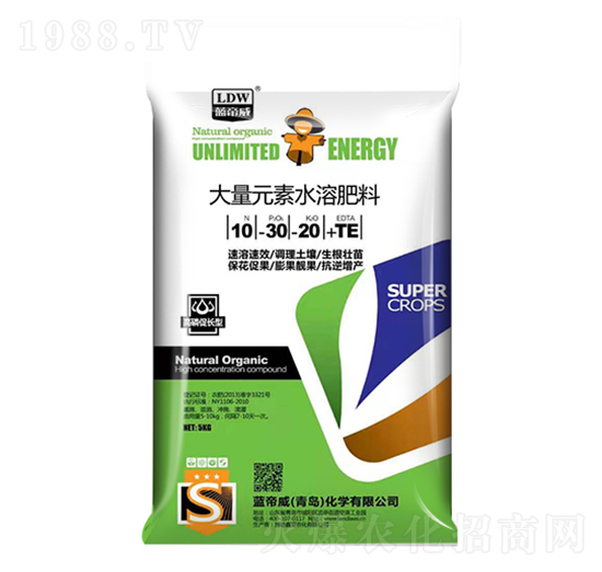 高磷促長型大量元素水肥肥料10-30-20+TE-藍(lán)帝威