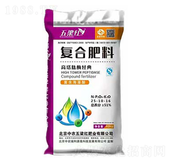 高塔肽酶經(jīng)典復(fù)合肥料25-10-16-五梁紅