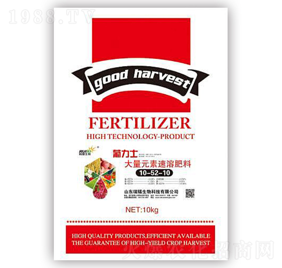 大量元素速溶肥料10-52-10-葡力士-瑞錫生物