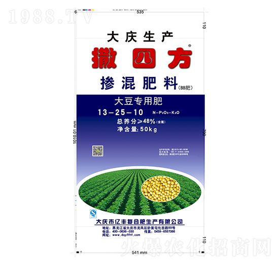 大豆專(zhuān)用摻混肥料13-25-10-撒四方-億豐