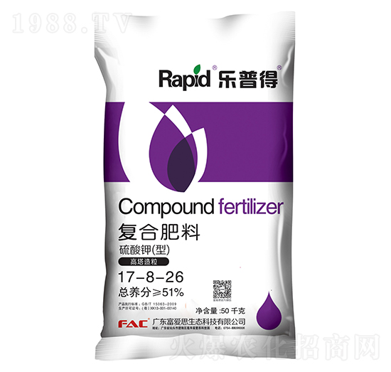 硫酸鉀型復(fù)合肥料17-8-26-樂普得-富愛思