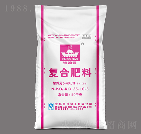50kg高塔氯基復(fù)合肥料25-10-5-海德曼-三寧化工