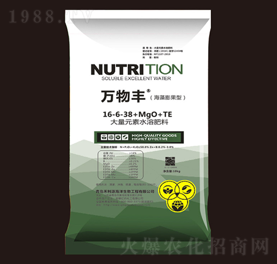 海藻膨果型大量元素水溶肥料16-6-38+MgO+TE-萬(wàn)物豐-方護(hù)作物