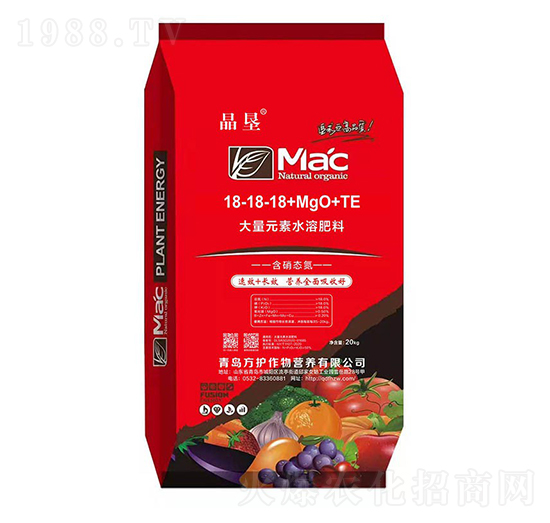 大量元素水溶肥料18-18-18+MgO+TE-晶墾-方護(hù)作物