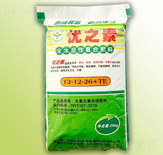 全水溶性復合肥料12-12-26+TE-優(yōu)之素-優(yōu)富斯