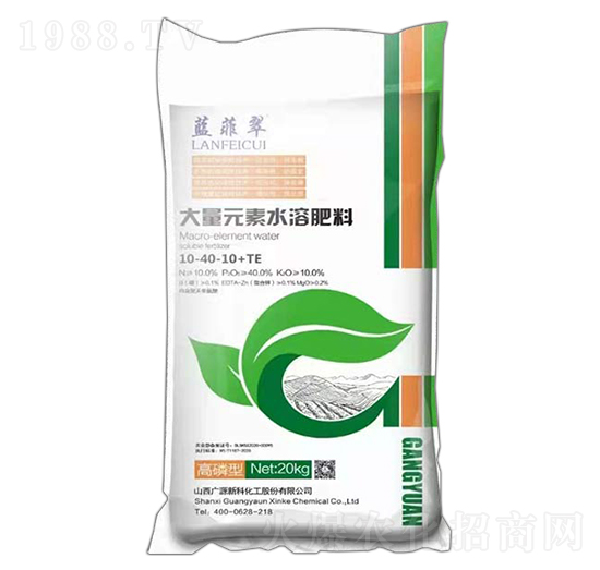 大量元素水溶肥10-40-10+TE-藍菲翠-廣源新科