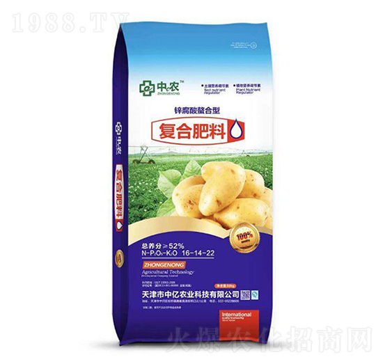 鋅腐酸鰲合型復(fù)合肥料16-14-22-中億農(nóng)