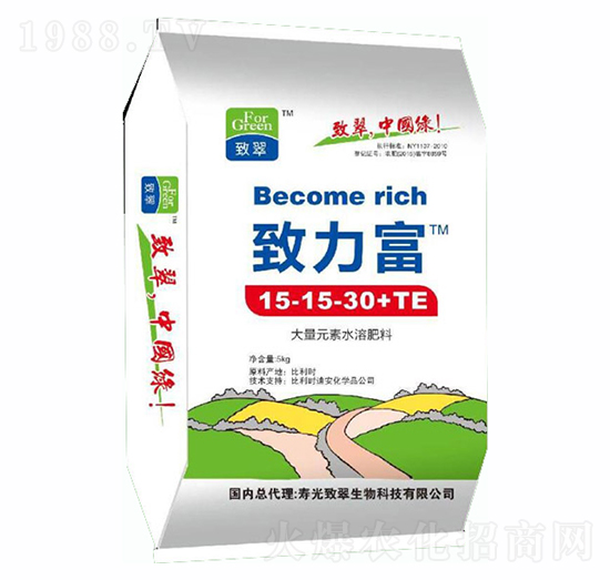 大量元素水溶肥15-15-30+TE-致力富-致翠生物