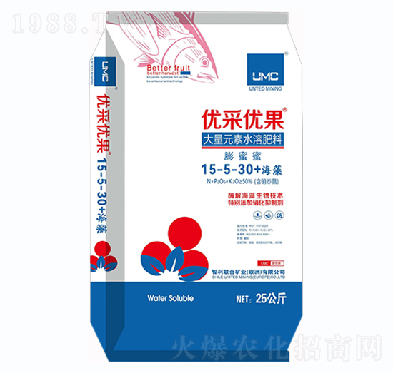 大量元素水溶肥15-5-30+海藻-優(yōu)采優(yōu)果-中墾農(nóng)恩