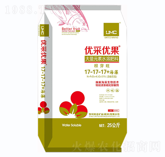 大量元素水溶肥17-17-17+海藻-優(yōu)采優(yōu)果-中墾農(nóng)恩