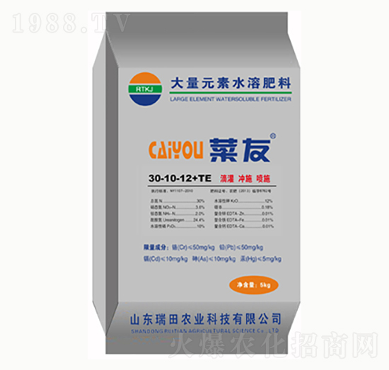 大量元素水溶肥30-10-12+TE-晟禾-瑞田農業(yè)