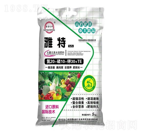 大量元素水溶肥20-10-30+TE-雅特-梁山泰豐
